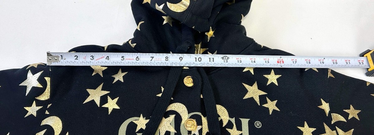 NWOT GUCCI Black Gold Stars Moon Print Hoodie XS Unisex Jacket