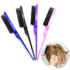 Professional Handle Hair Teasing Brush Three Row Natural Boar Bristle Hair Comb
