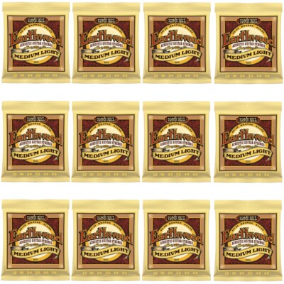  12-Pack Ernie Ball 2003 Earthwood 80/20 Bronze Medium Light Acous Strings 12-54