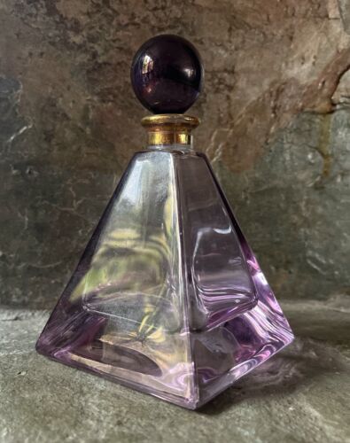 VTG ILLUSIONS ITALY PURPLE LEAD CRYSTAL AMETHYST GLASS PYRAMID PERFUME BOTTLE - Picture 6 of 14