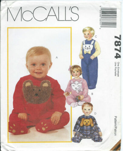 M 7874 sewing pattern Baby Child JUMPSUIT Bear Dog Lamb Bunny sew S,M,L,XL UNCUT - Picture 1 of 1