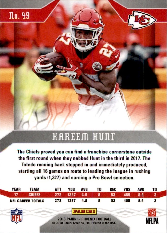 2018 Panini Phoenix Kareem Hunt #49 - Image 2 of 2