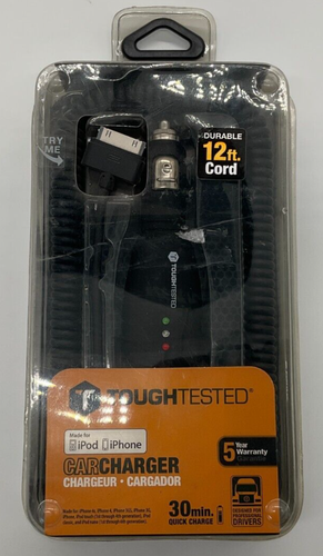 Tough Tested Apple 30 Pin Pro Car Charger with 12 ft. Cord PCTT-MP *NEW*