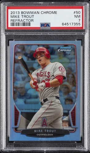 2013 BOWMAN CHROME REFRACTOR #50 MIKE TROUT PSA 7