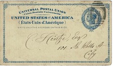 USA 1879 Postal Stationery Postcard HG P5 used Ganzsache Postkarte Chicago 1889