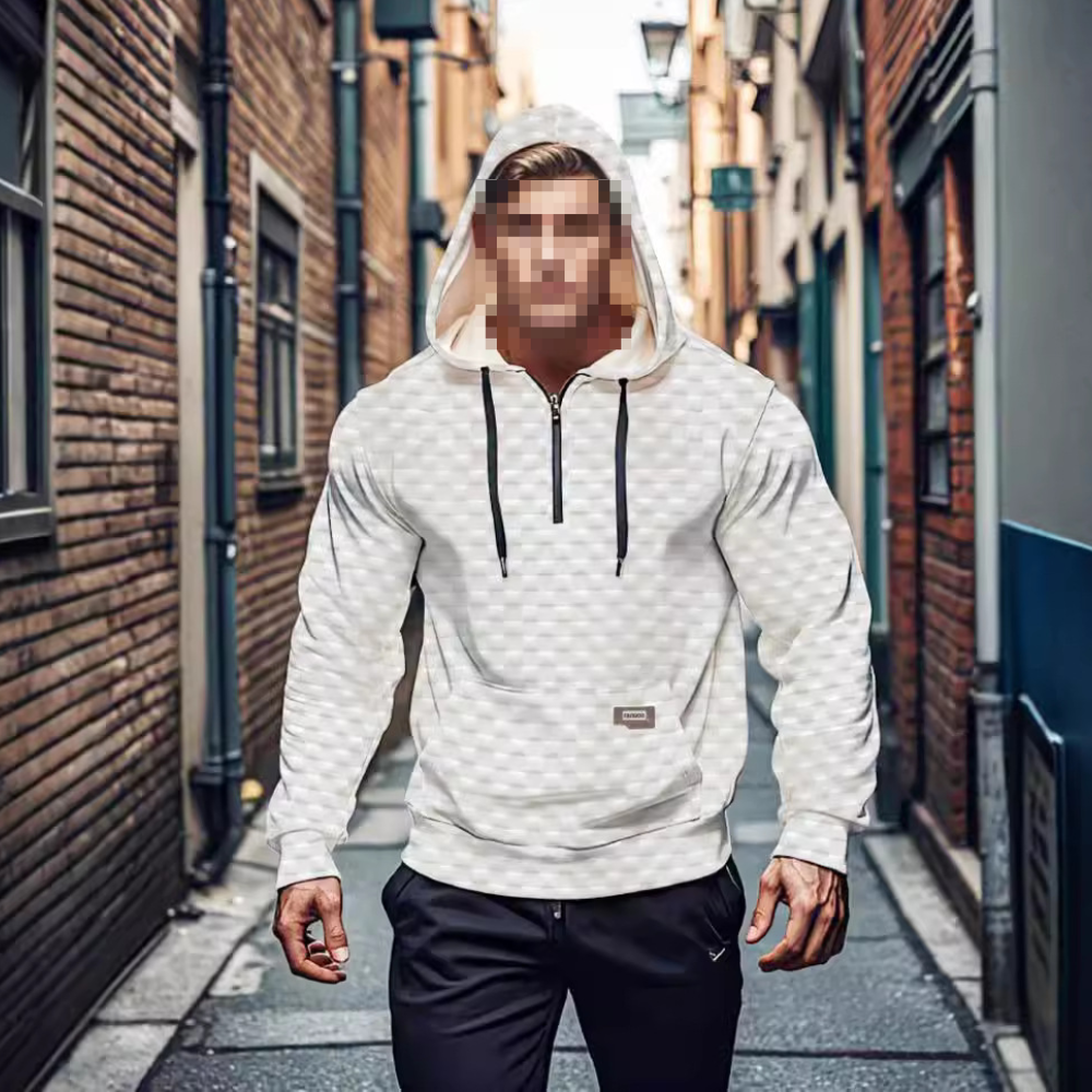 Mens Polyester Hoodie Jumper Long Sleeve Quarter Zip Sports Pullover Sweatshirts