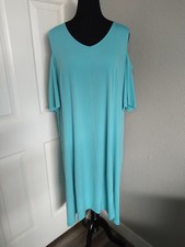 Halston Size 2XL Short Sleeve Cold-shoulder Green Dress