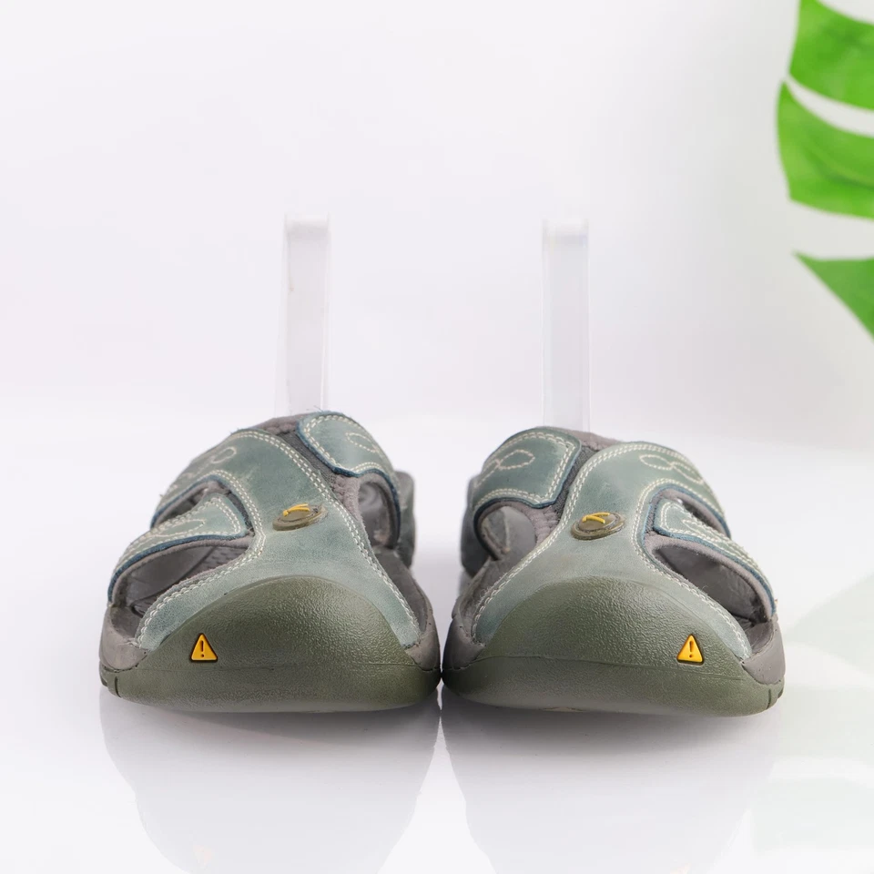 Sandálias KEEN Feminina Pórtico Tamanho 10 Tanga de Couro Azul Protetor de Biqueira Externa - Imagem 2 de 4