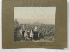 Man Two Girls Horse Trap Cart