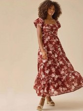Altar'd State Rust Floral Tiered Maxi Dress size S