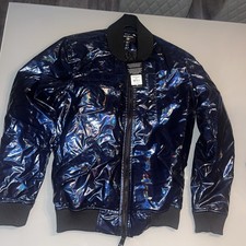 True Religion Iridescent Navy Bomber Jacket Men’s Medium NWT $269 Retail