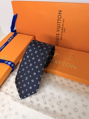 Louis Vuitton Men's Dark Blue LV Monogram Skinny Tie 3