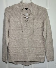 NWT Talbots Women  s Sz Small V-Neck Tan Sweater With Curved Hem