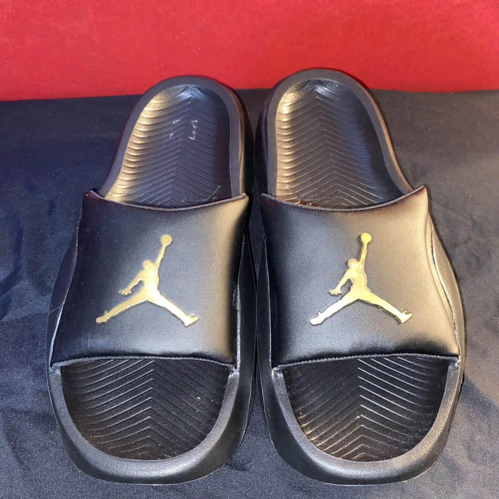 Sandalo uomo Jordan Franchise Slides nuovo con scatola comodo nero oro metallizzato