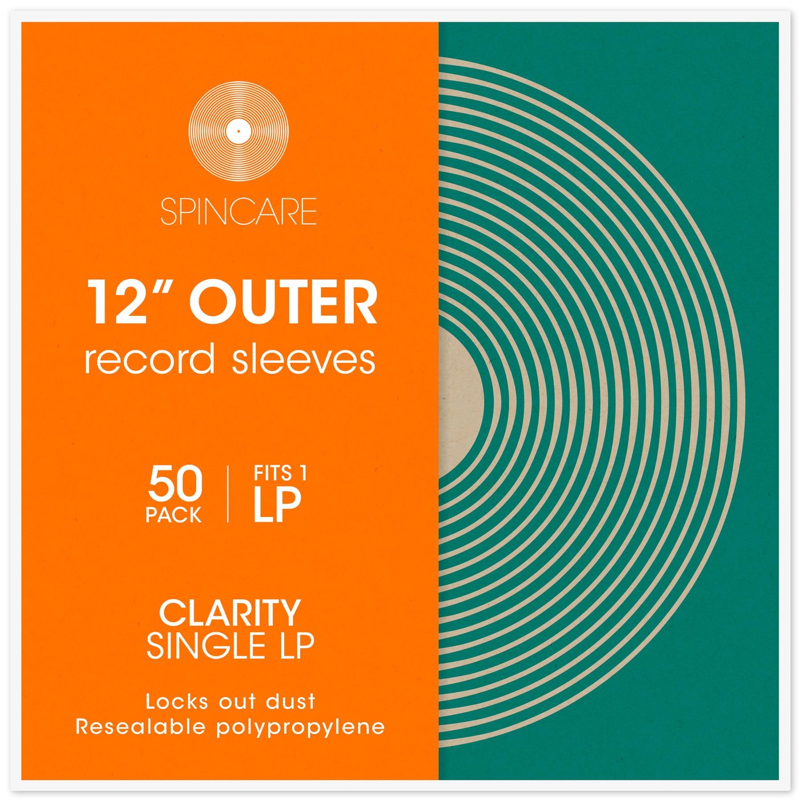 12"" Resealable Single LP / Slim Outer Vinyl Record Blakes Sleeves (Pack of 50)