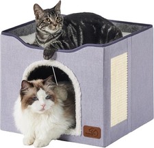 Cat Beds Indoor Cats Large Cat Cave Pet Cat House W/ Fluffy Ball Hanging 