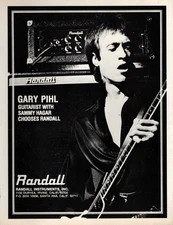 vtg 70s GARY PIHL RANDALL GUITAR AMPS MAGAZINE PRINT AD Sammy Hagar Band Pinup