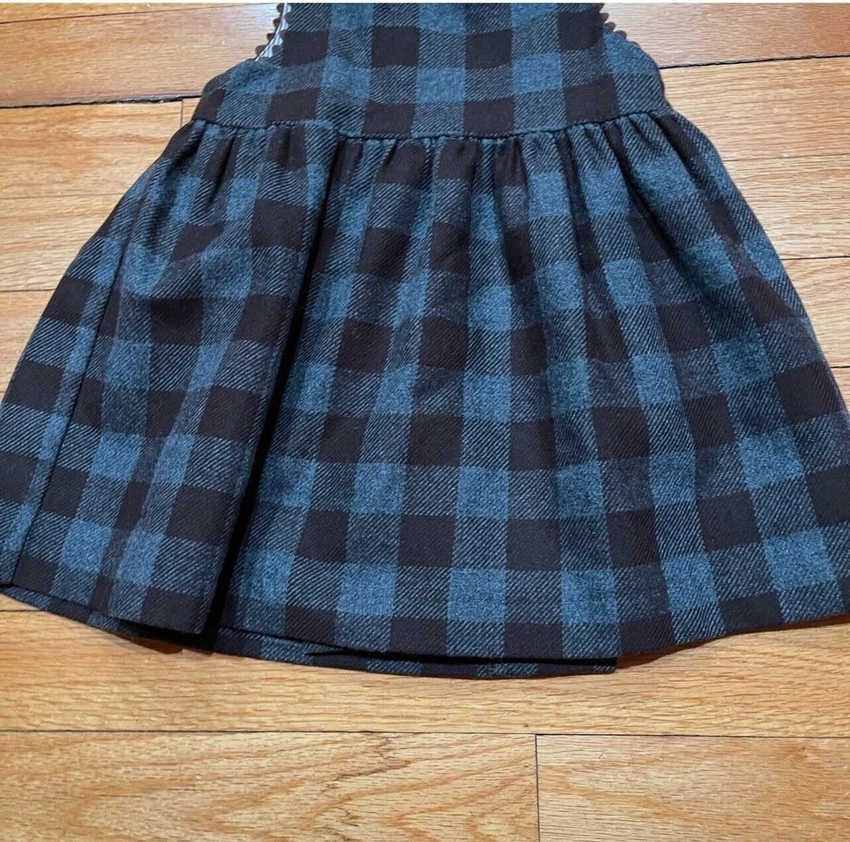 Vestido Jacadi Paris Bebé Niña Preppy Delantal Talla 6M Mezcla Lana Excelente Estado Foto 3 de 4