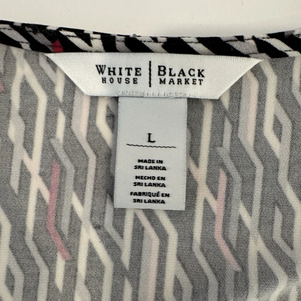 White House Black Market Dress Womens L Long Sleeve Geometric Print Career - Image 3 of 4