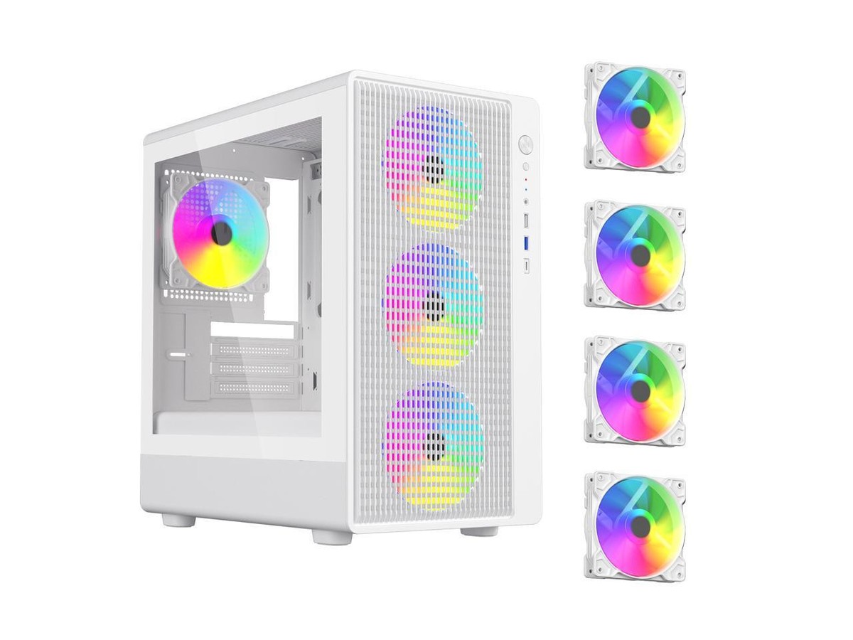 DIYPC ARGB-R1-W White USB3.0 /Type C Micro ATX Gaming
