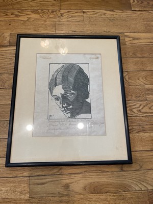1930s Woodcut Memory of Eduard Munch, of Anna Rutz, Hand Print, German, Munich