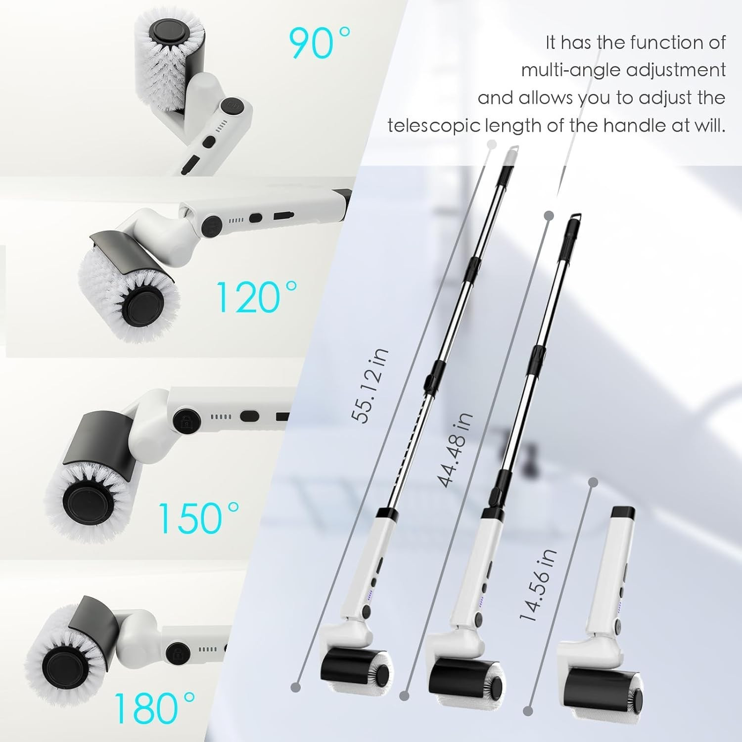 Electric Scrubber Brush,Cordless Power Cleaner,Tile Grout Cleaner,Extend