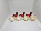 Vintage Fisher Price little people 7 CHICKENS for farm red Rooster and white Hen