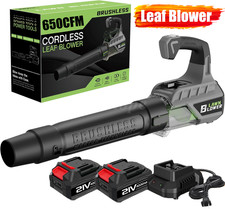 Leaf Blower Cordless 650 CFM Handheld Electric Leaf Blower with 2 Batteries 21V