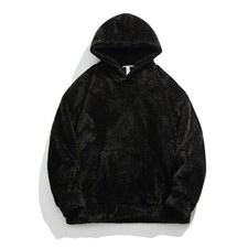 Men's Vintage Solid Color Fleece Warm Hooded Jacket Autumn Winter Unisex Casual