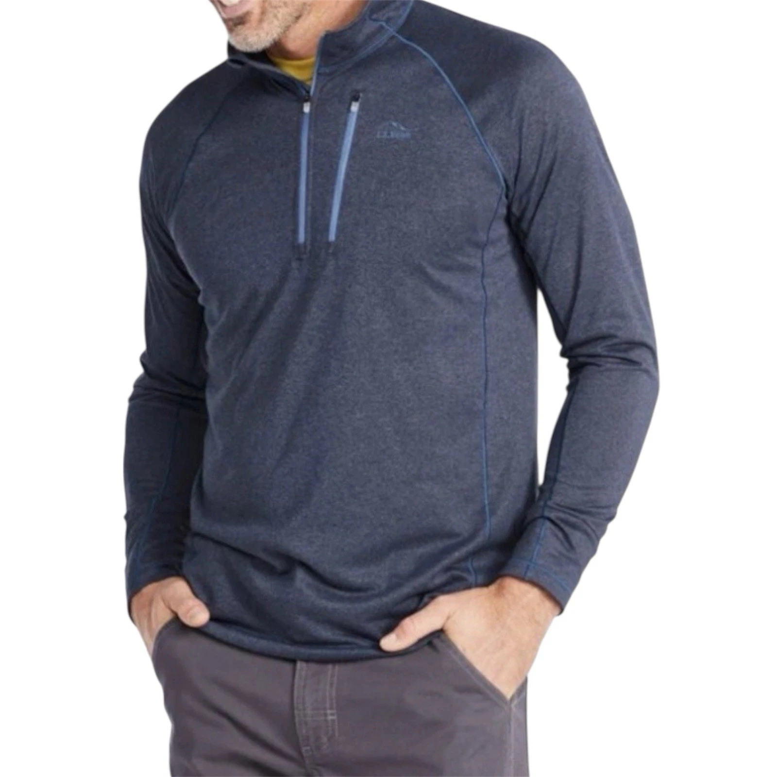 L.L.Bean Men’s Performance 1/4 Zip Pullover Blue Athletic Shirt Size Large