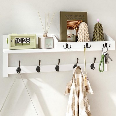 AMBIRD Wall Hooks with Shelf, 26.57 Inch Entryway Wood Coat Hooks for Wall, C...