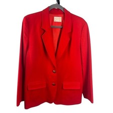 Pendleton Blazer Women's Size 12 Red Wool Jacket Gold Crest Buttons Vintage USA