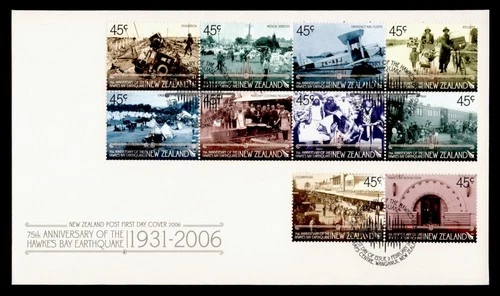 DR WHO 2006 NEW ZEALAND FDC HAKES BAY EARTHQUAKE ANIV COMBO R38937