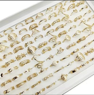 30pc/Lot Gold Color Finger Rings For Girls