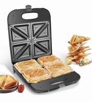 Aigostar Sandwich Toaster, 4 Slice Toastie Maker and Grill with Non-Stick 1400W
