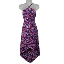 Express Vintage Y2K Purple Floral Halter Neck High-Low Dress Holiday Mermaid 8