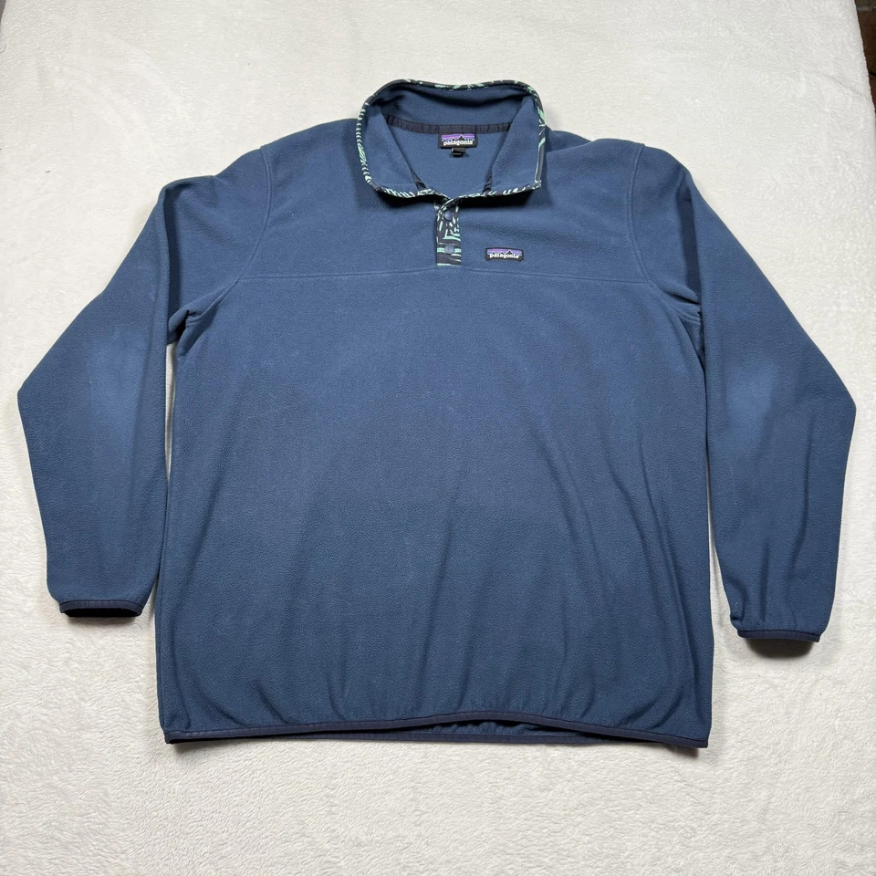 Patagonia Sweater Mens 2XL Blue Lightweight Synchilla Snap T Fleece Pullover - Image 2 of 4