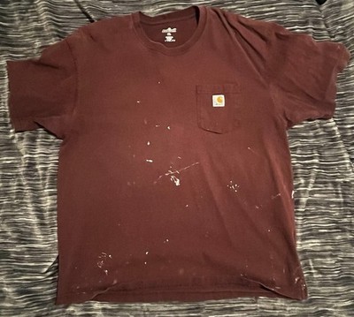 VTG Carhartt Thrashed Distressed Faded Grunge Work WIP Worn Pocket T-Shirt XL