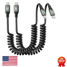 Coiled USB C to USB C Cable 3FT 60W Fast Charging 2 Pack Data Sync for Car