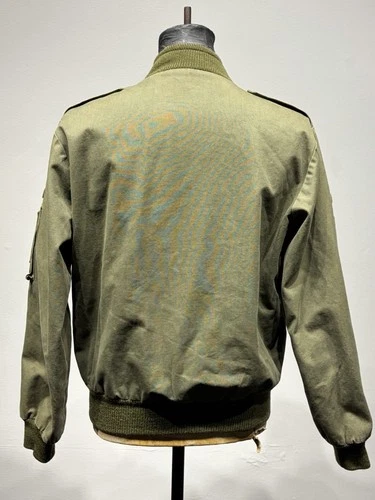 Vintage US Army Flight Jacket Olive Green Orange Lining Name Tape Patch M L image 2