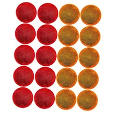 [10x Amber + 10x Red 2" Inch Round Reflector Bike Trailer 10X RED + 10X AMBER