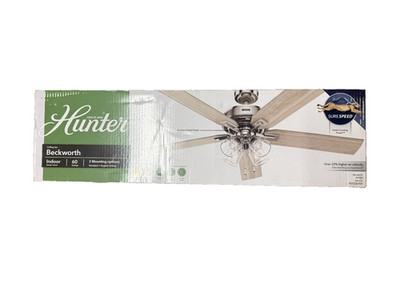 Hunter Beckworth 60'' Indoor Ceiling Fan Brushed Nickel, 5-Blades, 4-Lights 51763