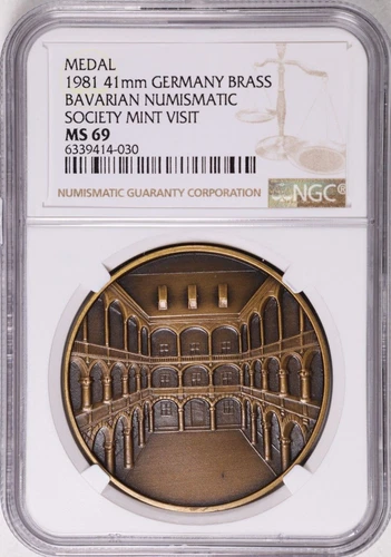 1981 Germany Bavarian Numismatic Society Mint Visit Brass Medal - NGC MS 69