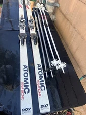 Atomic ARC Team Bionic Racing Skis Vintage 207cm Kerma Poles Scott Poles w Bag