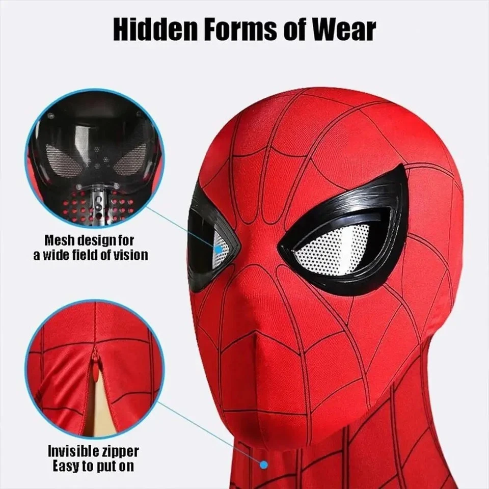 Spiderman Blinking Eye Mask Helmet Remote Control Kids Cosplay Toy Gift - Image 2 of 4