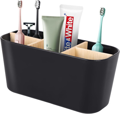 Toothbrush Holders for Bathrooms Bamboo Toothbrush and Toothpaste Holder Electri