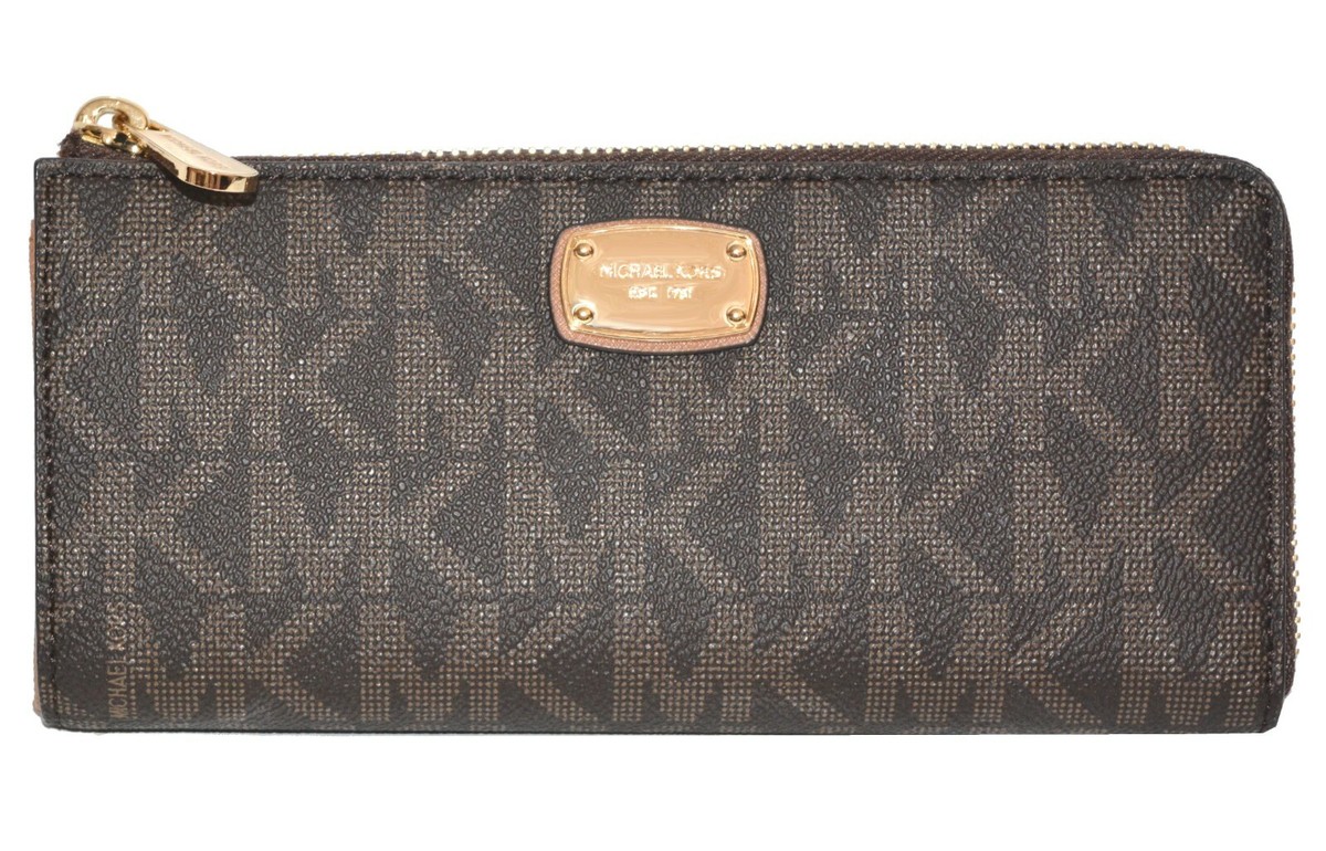 NWT Michael Kors Jet Set LG Three Quarter Zip Wallet Womens Clutch 