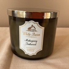 Bath Body Works White Barn MAHOGANY TEAKWOOD 3 Wick Candle 14.5 oz