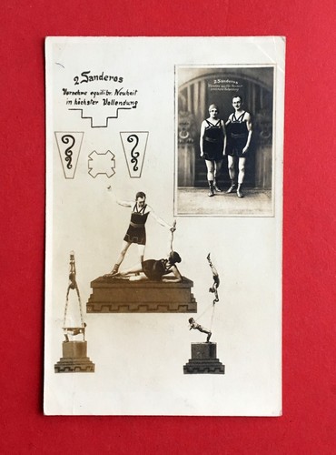 AK Zirkus Variete Theater um 1925 2 Sanderos Kraftakt Artisten Akrobatik( 43965