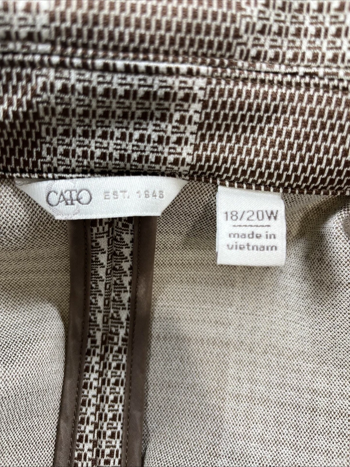 Blazer CATO Mujer Marrón a Cuadros 18/20W Chaqueta Carrera Oficina Negocios Transportador Retro Foto 3 de 4